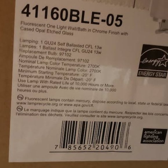 Sea Gull Lighting Oslo Wall Sconce in Chrome - Picture 2 of 3